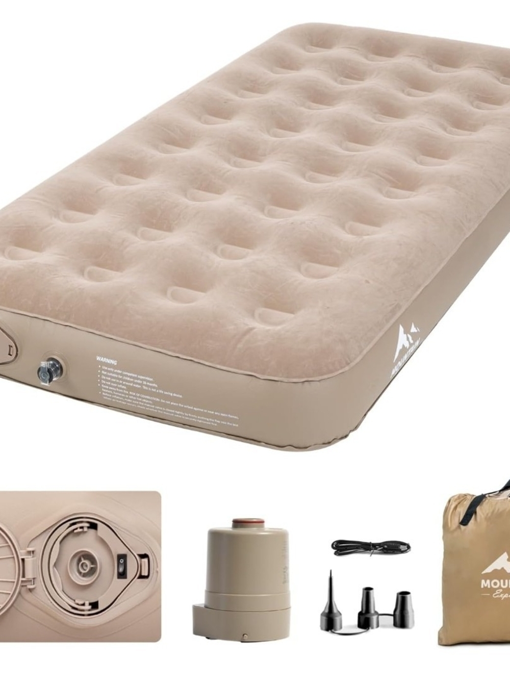 Twin Air Mattress 10" Built-In Pump Self Inflating Blow Up Bed Camping Travel